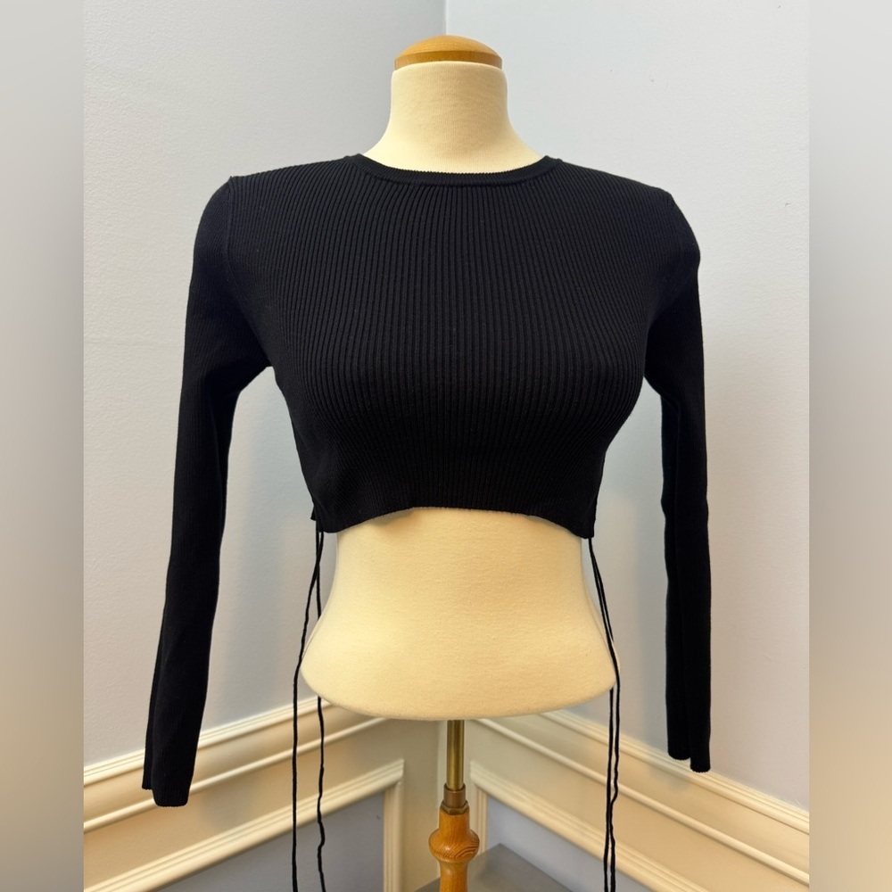 Ribbed ruched Long Sleeve Crop Top